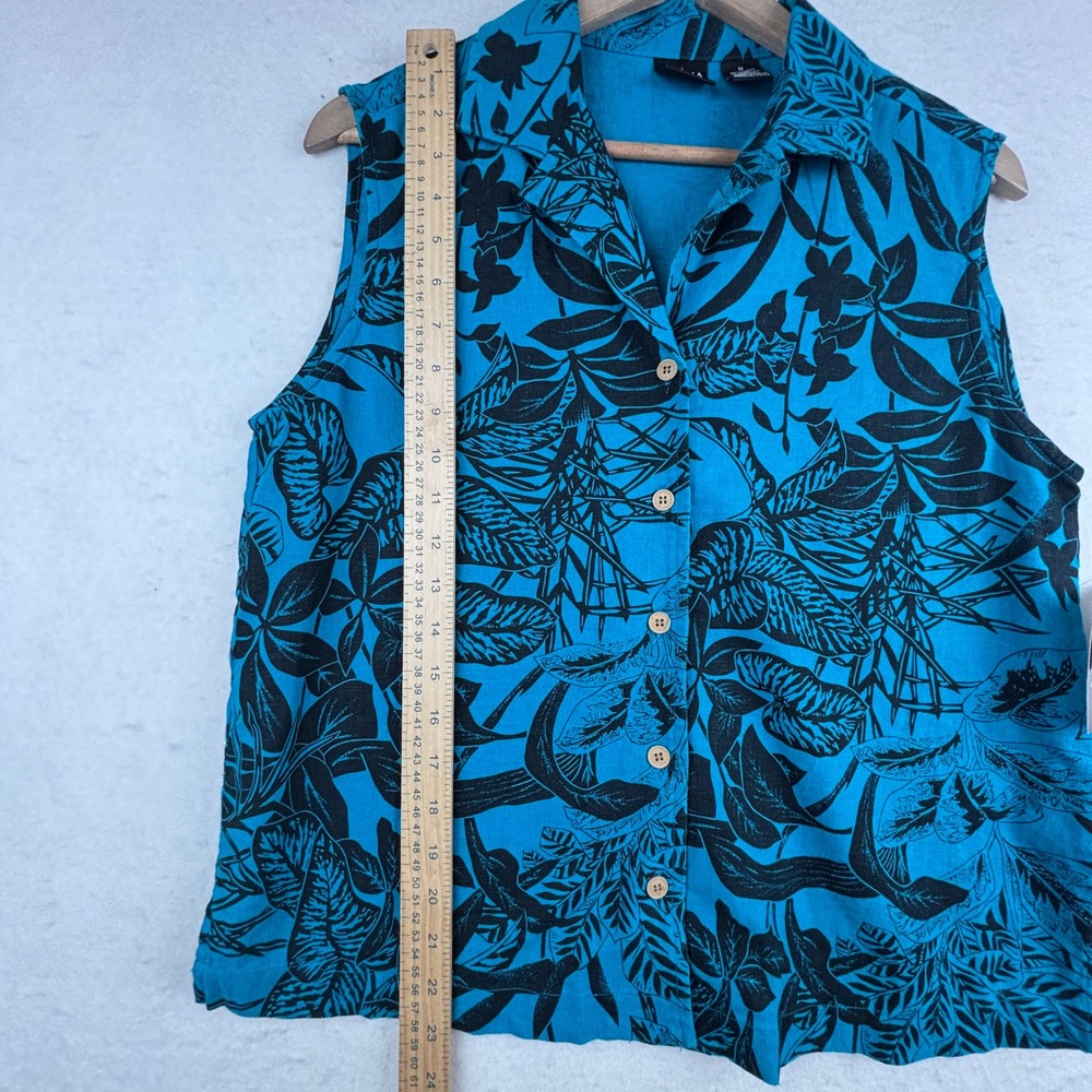 Erika Linen Blend Shirt Womens M Sleeveless Button Up - Picture 8 of 9